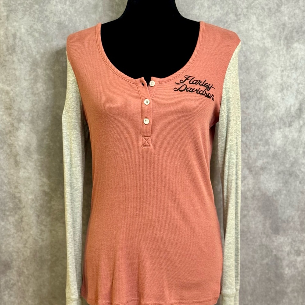 Harley-Davidson Pink Fitted Long Sleeve Button Down Shirt
